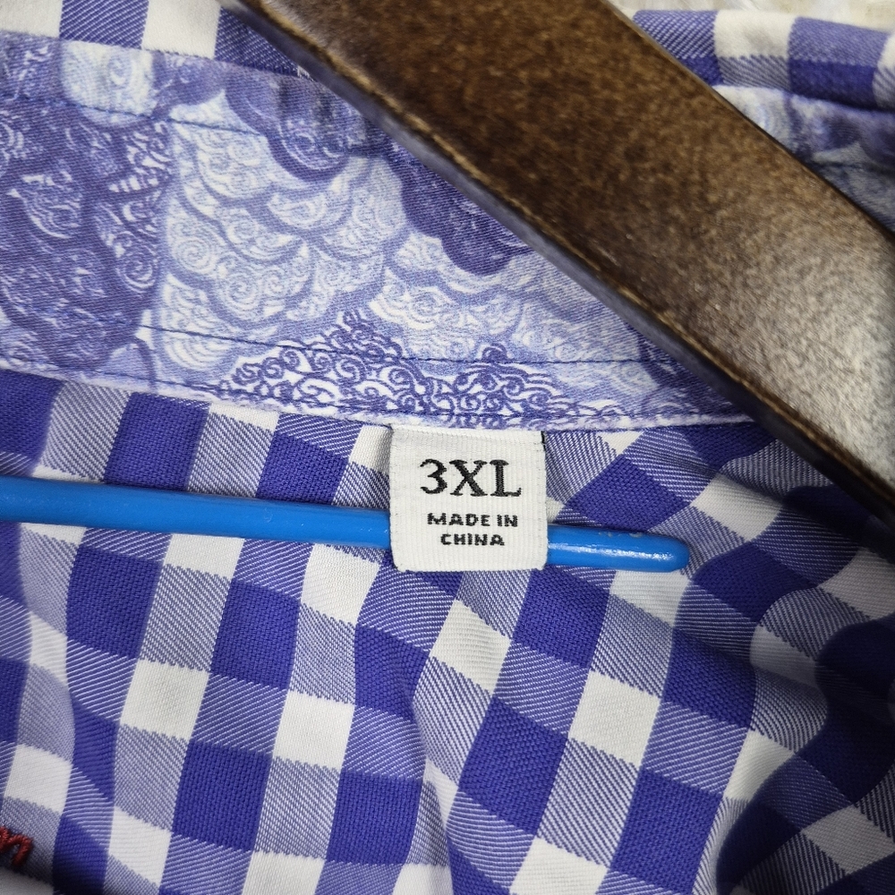 Robert Graham Purple‎ Gingham SS Button Up Shirt 3XL Preppy Spring Vibes Party - Picture 6 of 9